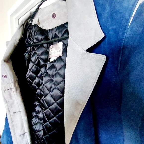 Dark Blue grey  Suede and Polyester  Long Coat - L (L43xW48) - Picture 2 of 11